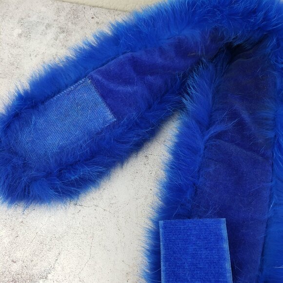 Vintage Genuine Fox Fur Headband Adjustable Size Royal Blue - Picture 6 of 14